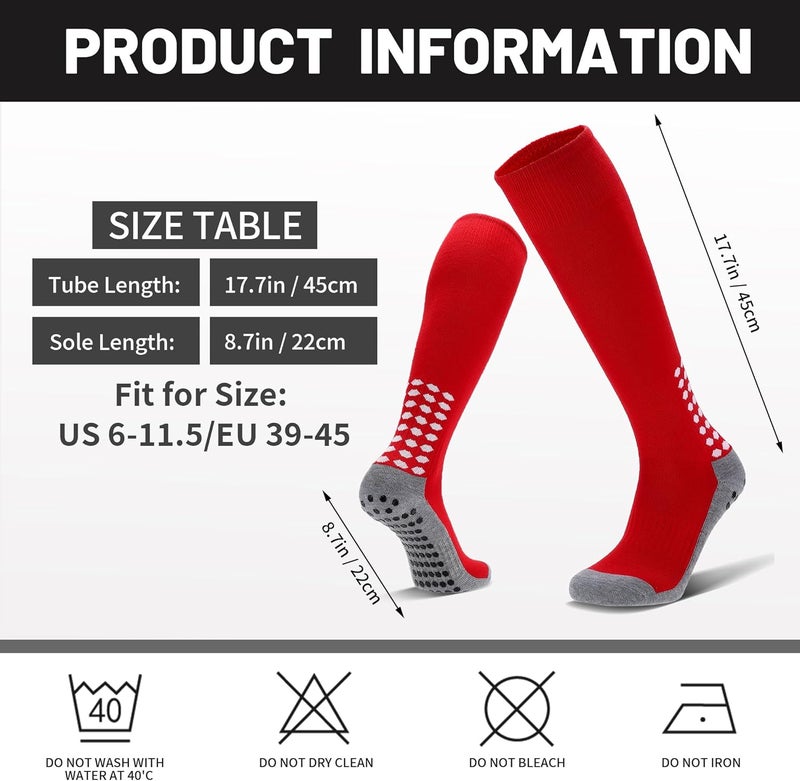 Regilt 3 Pairs Grip Soccer Socks Men Cushioned Non Slip Football Basketball Sports Socks Knee High Long Socks - Image 2